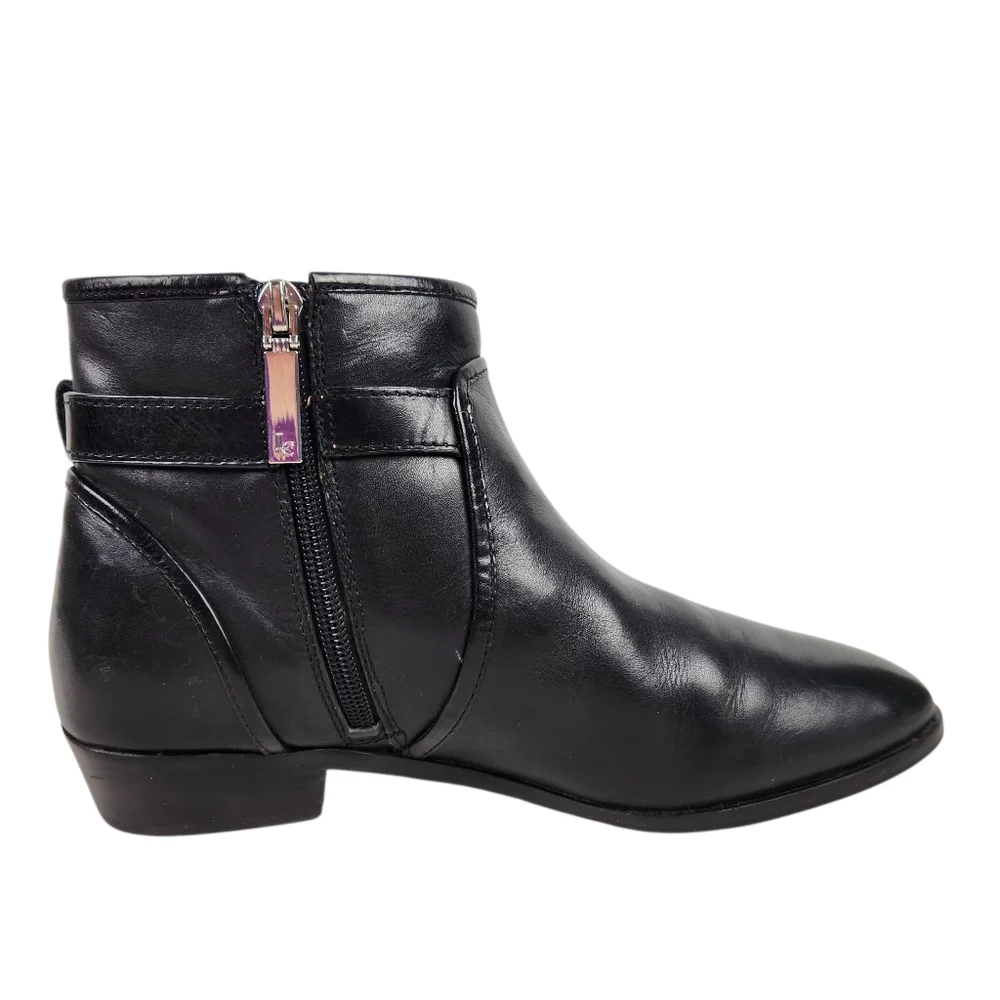 Louise et Cie Zora Black Leather Ankle Boots Silver Buckle Womens Size 8 Size 38